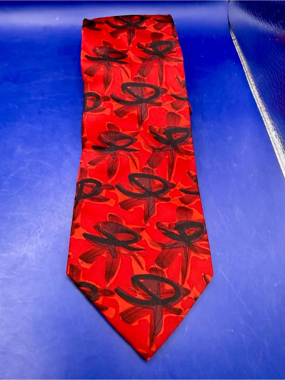 J Garcia Lot of 2 Silk Ties Red Abstract & Scales Coll 15